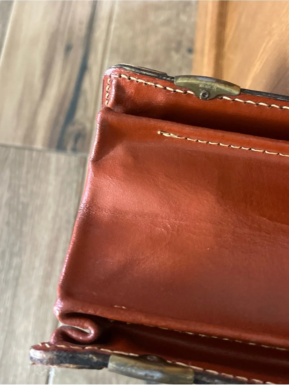 VINTAGE Genuine Deep Cowhide Leather Military Style Briefcase 1960’s Mid Century